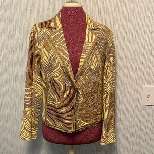 Sandy Starkman American Western Boho Textured Style Blazer Size Medium Vintage